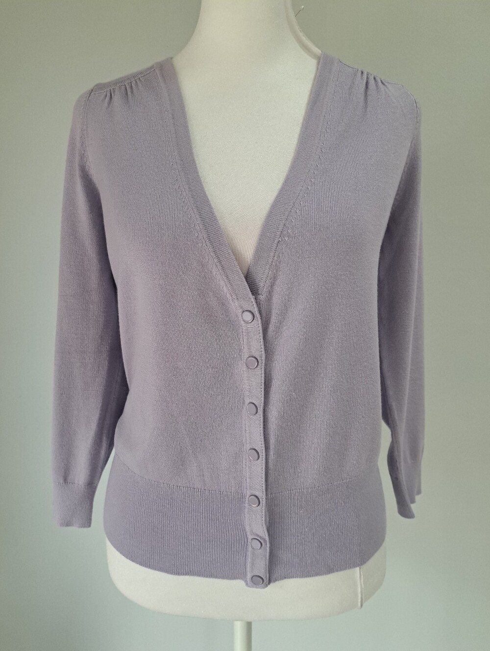 NWT WHBM Women's Lilac V-Neck Button Cardigan Sweater